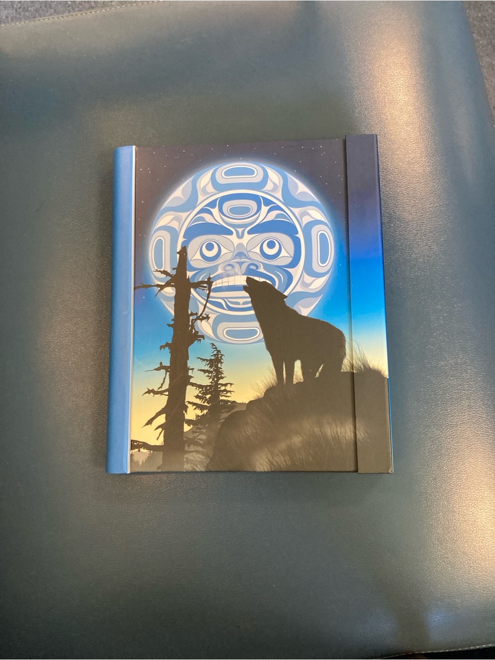 Wolf Moon Hardcover Journal - Blue Gradient Notebook